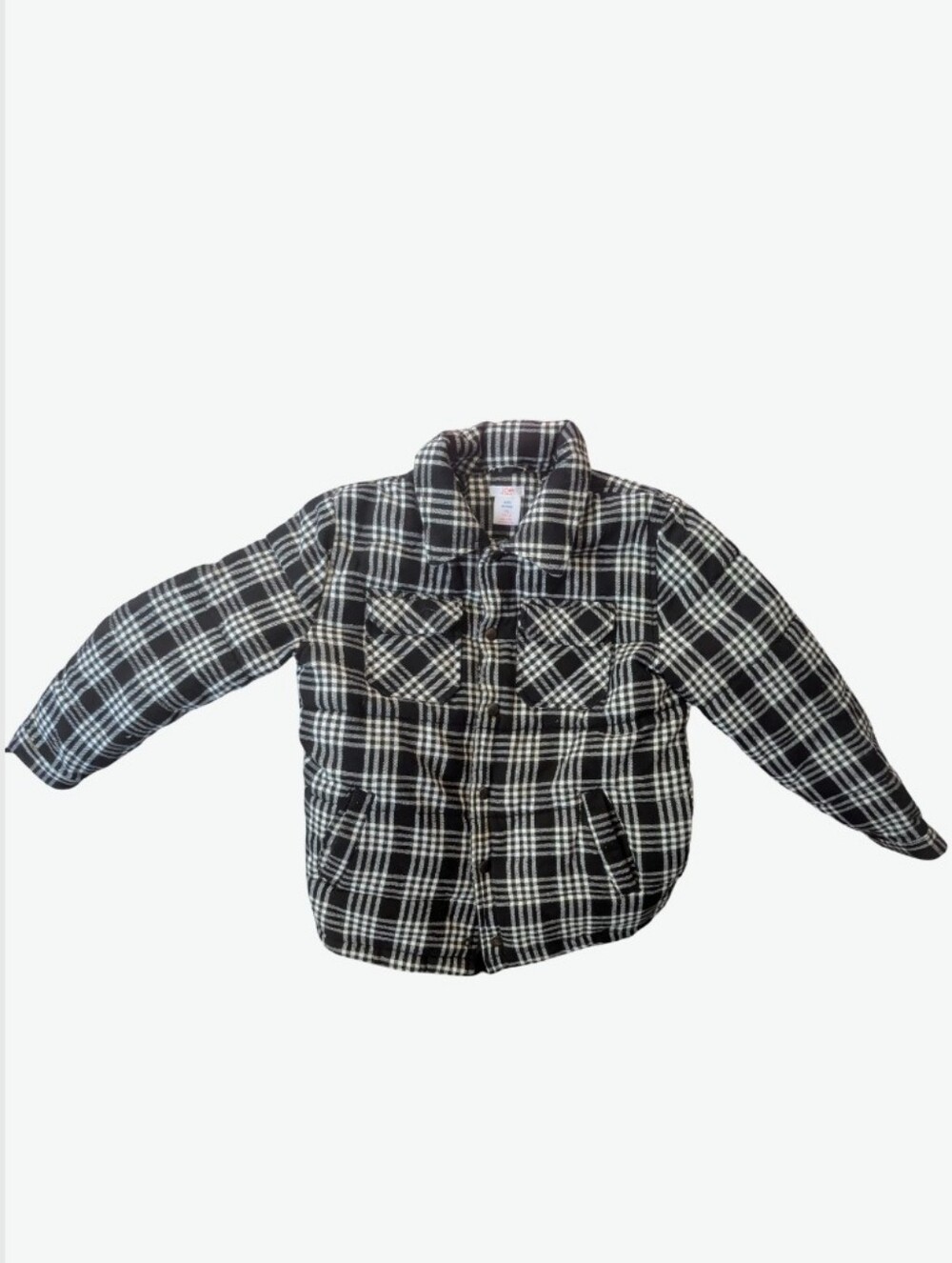 fresh Black & White Plaid Button-Up Shirt Jacket